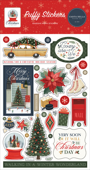 3 Pack - Carta Bella Puffy Stickers-Christmas In The City - 5A0033L2-1H59L - 810179819927