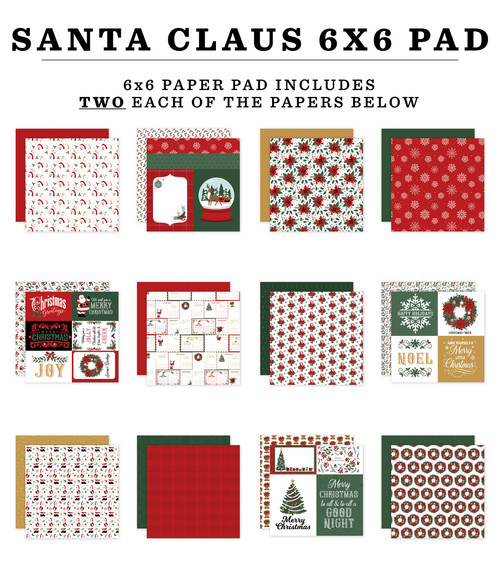 3 Pack - Echo Park Double-Sided Paper Pad 6"X6"-Santa Claus - 5A0033MY-1H5BJ