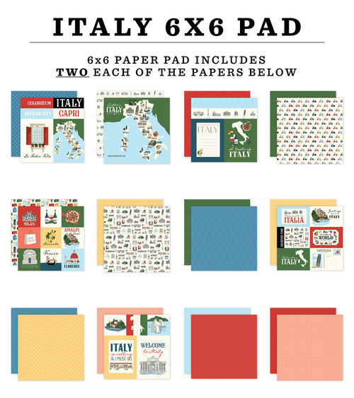 3 Pack - Carta Bella Double-Sided Paper Pad 6"X6"-Italy - 5A0033WV-1H5LB