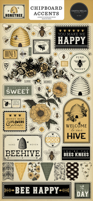 3 Pack - Carta Bella Chipboard 6"X13"-Honey Bee - 5A0033JF-1H579 - 810179819521