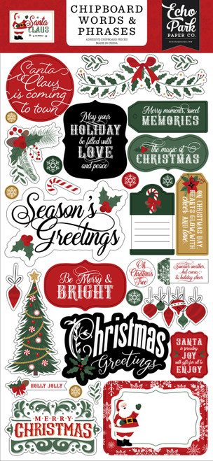 3 Pack - Echo Park Chipboard 6"X13"-Word & Phrases, Santa Claus - 5A0033PP-1H5FM - 810179819477
