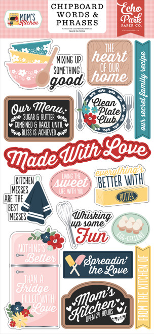 3 Pack - Echo Park Chipboard 6"X13"-Word & Phrases, Mom's Kitchen - 5A0033TH-1H5KM - 810192590049