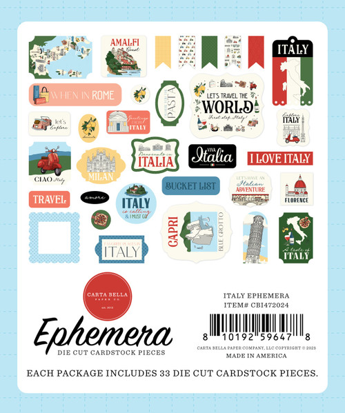 3 Pack - Carta Bella Cardstock Ephemera-Icons, Italy - 5A0033WN-1H5LX