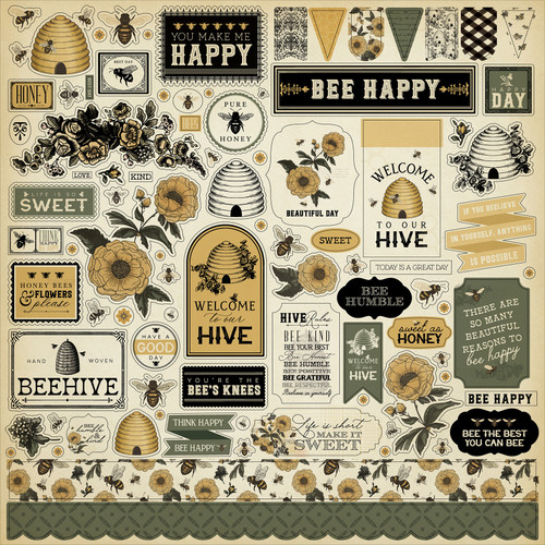 3 Pack - Honey Bee Cardstock Stickers 12"X12"-Element - 5A0033HK-1H577 - 810192592043