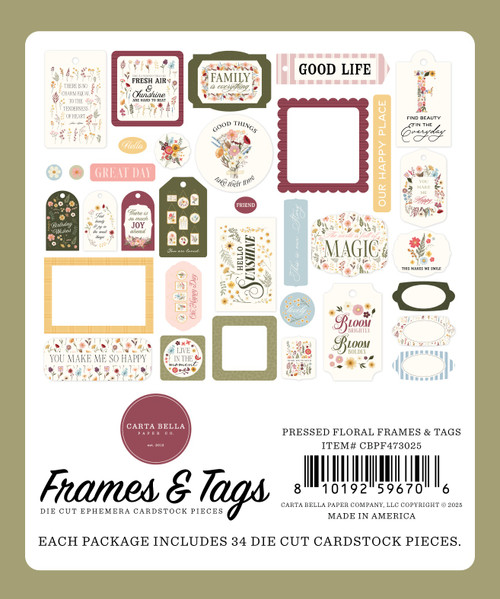 Carta Bella Cardstock Ephemera-Frames & Tags, Pressed Floral - 5A0033YT-1H5M2 Carta Bella Cardstock Ephemera-Frames & Tags, Pressed Floral - 5A0033YT-1H5M2