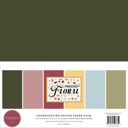 Carta Bella Solids Collection Kit 12"X12"-Pressed Floral - 5A0033XK-1H5NX - 810192596652