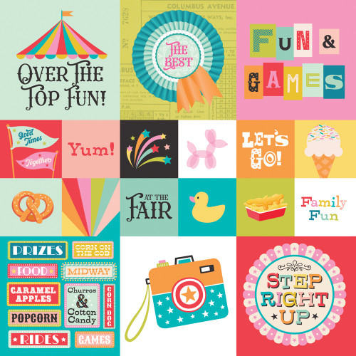 25 Pack Fun Times Double-Sided Cardstock 12"X12"-2X2/4X4 Elements 5A0032BN-1H3ZZ