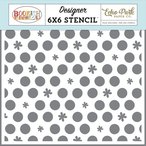 Bookish Stencil 6"X6"-Dots And Flowers - 5A003414-1H5QC - 810192594023