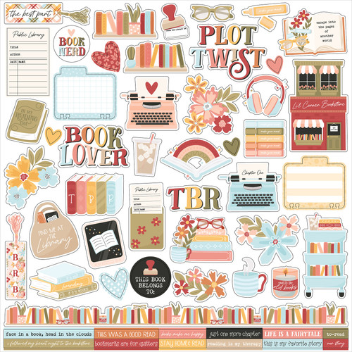 Bookish Cardstock Stickers 12"X12"-Element - 5A00340B-1H5QP - 810192593064