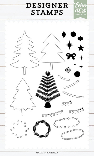 Echo Park Designer Stamp Set-Christmas Trees - 5A0033NS-1H5G5 - 810192591688