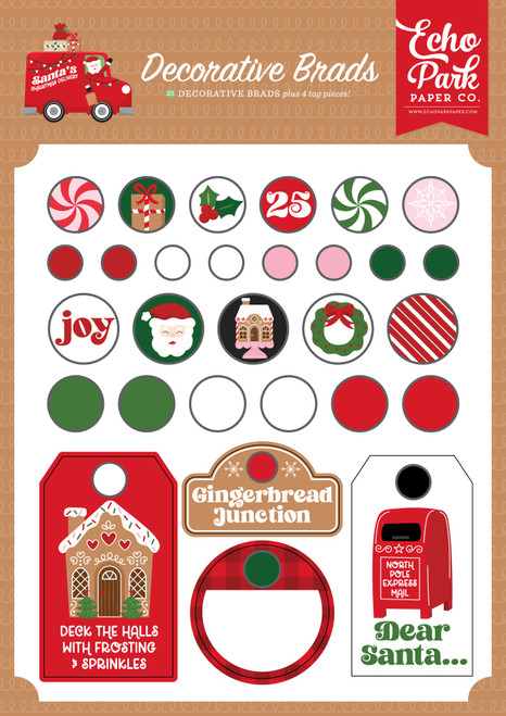 Echo Park Decorative Brads-Santa's Christmas Delivery - 5A0033Q5-1H5F8 - 810179819606
