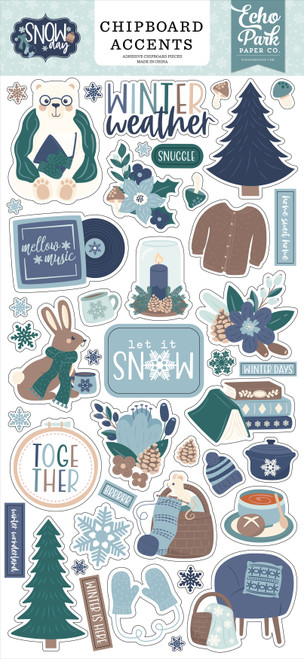 Echo Park Chipboard 6"X13"-Accents, Snow Day - 5A0033SY-1H5JT - 810192590155