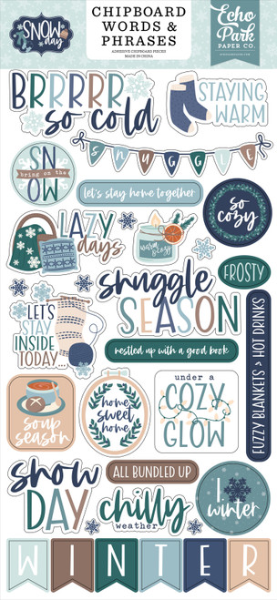 Echo Park Chipboard 6"X13"-Word & Phrases, Snow Day - 5A0033RW-1H5KC - 810192590162