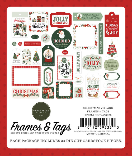 Carta Bella Cardstock Ephemera-Frames & Tags, Christmas Village - 5A0033KW-1H593