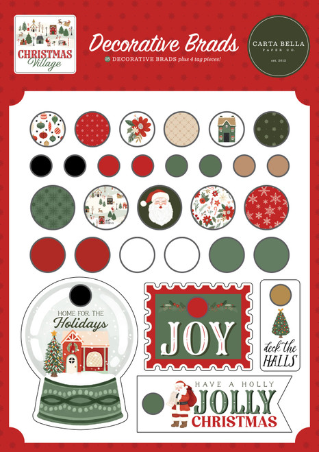 Carta Bella Decorative Brads-Christmas Village - 5A0033JW-1H58W - 810179819767