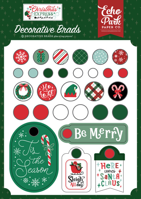 Echo Park Decorative Brads-Christmas Express - 5A0033DD-1H513 - 810179819828
