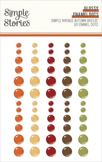 Simple Stories Glossy Enamel Dots 60/Pkg-Simple Vintage Autumn Breeze - 5A003285-1H40C - 810150779837