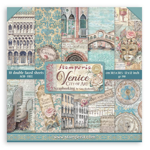 Stamperia Scrapbooking Pad 12"x12" 10/Pkg-Venice City of Art - 5A0031S3-1H3CB - 5993110044130