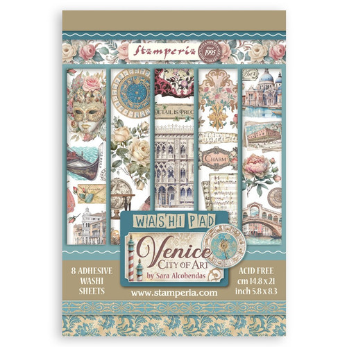 Stamperia A5 Washi Pad 8/Pkg-Venice City of Art - 5A0031R8-1H3CR - 5993110044123
