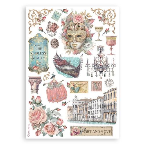 Stamperia A5 Washi Pad 8/Pkg-Venice City of Art - 5A0031R8-1H3CR