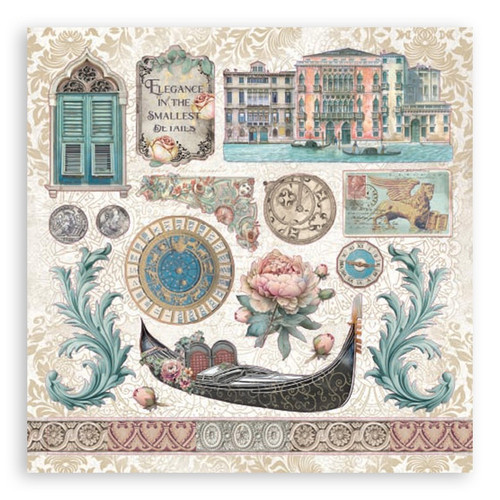 Stamperia Stickers 6.49"x6.49" 4 sheets-Venice City of Art - 5A0031SH-1H3CS Stamperia Stickers 6.49"x6.49" 4 sheets-Venice City of Art - 5A0031SH-1H3CS