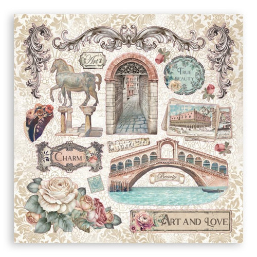 Stamperia Stickers 6.49"x6.49" 4 sheets-Venice City of Art - 5A0031SH-1H3CS Stamperia Stickers 6.49"x6.49" 4 sheets-Venice City of Art - 5A0031SH-1H3CS