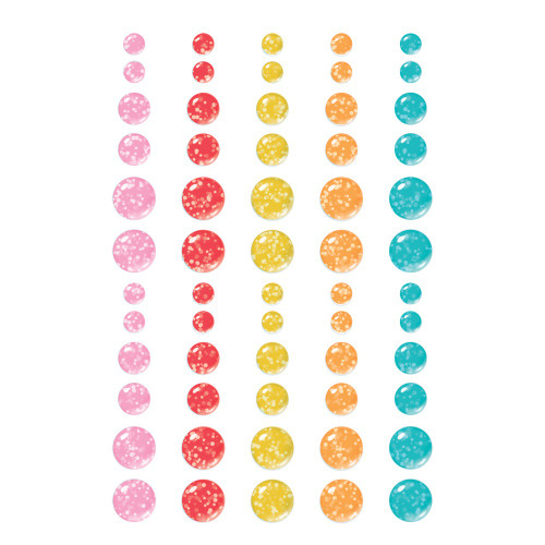 Simple Stories Glitter Enamel Dots 60/Pkg-Fun Times - 5A0032C5-1H3Y4
