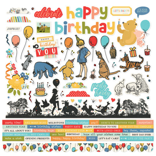 Simple Stories Cardstock Stickers 12"X12"-Say Cheese Classic Pooh Birthday - 5A00329M-1H400 - 810150778861