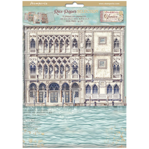 Stamperia Rice Paper A4 6/Pkg-Venice City of Art - 5A0031RN-1H3CW - 5993110044291