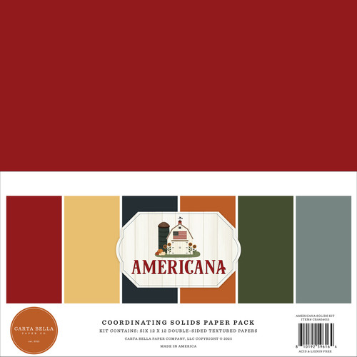 Carta Bella Solids Collection Kit 12"X12"-Americana - 5A0033GT-1H55V - 810192596164
