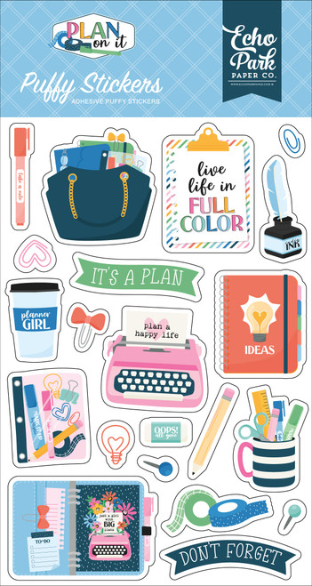 Echo Park Puffy Stickers-Plan On It - 5A00340F-1H5P9 - 810192590247