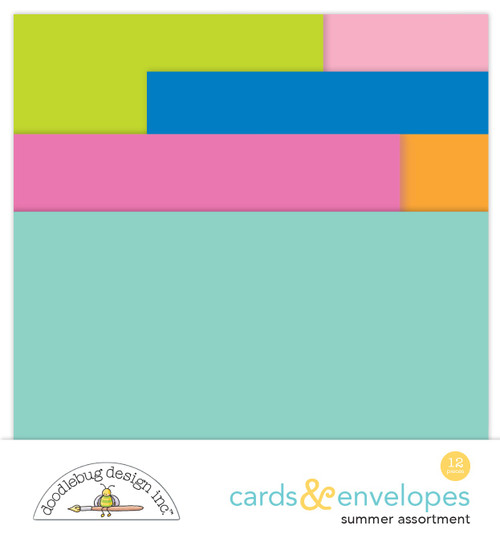 Doodlebug Cards & Envelopes 12/Pkg-Summer Fun - 5A0034BB-1H5ZQ - 842715089242