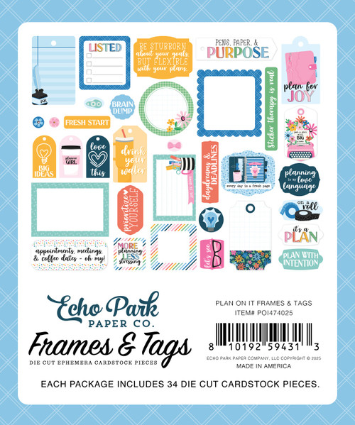 Echo Park Ephemera-Frames & Tags, Plan On It - 5A0033ZT-1H5R2 Echo Park Ephemera-Frames & Tags, Plan On It - 5A0033ZT-1H5R2