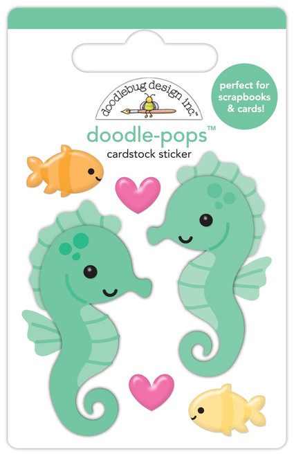 Doodlebug Doodle-Pops 3D Sticker-Sam & Sally Seahorse, Summer Fun - 5A003494-1H5ZS - 842715089013