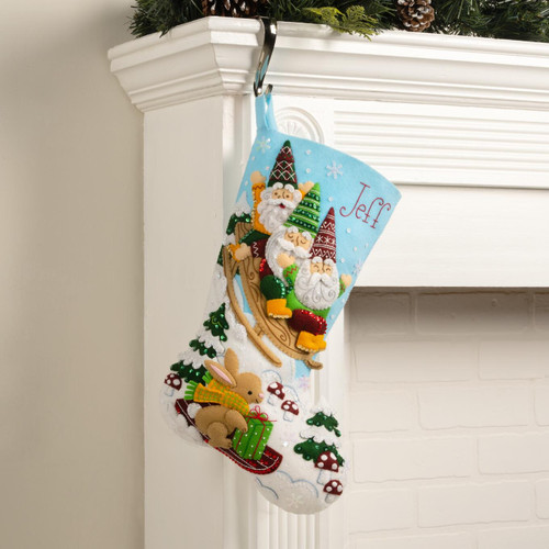 Bucilla Felt Stocking Applique Kit 18" Long-Gnomes On The Go - 5A0034G5-1H64F