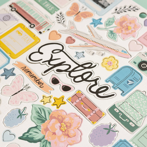 3 Pack - Maggie Holmes Round Trip Chipboard Stickers 12"X12"-Icons & Phrase - MH013657 3 Pack - Maggie Holmes Round Trip Chipboard Stickers 12"X12"-Icons & Phrase - MH013657