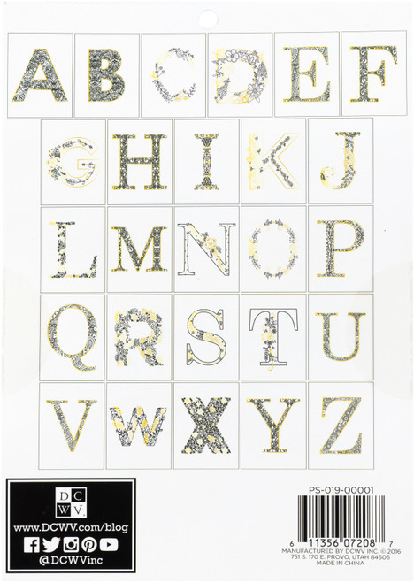 3 Pack - DCWV Color and Create Letters 6"X8" 26/Pkg-With Gold Foil - 5A002PNB-1GQSH