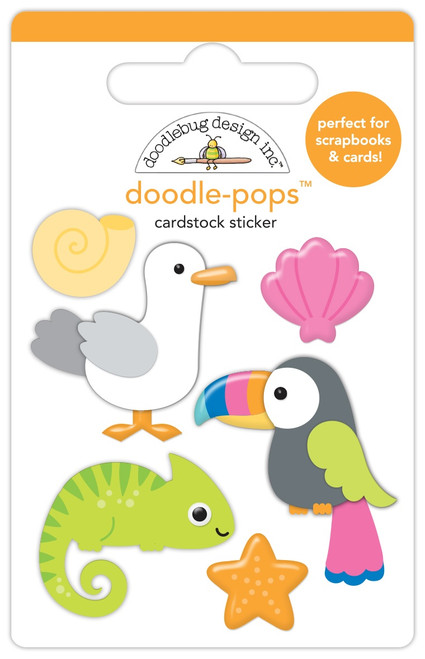 6 Pack Doodlebug Doodle-Pops 3D Sticker-Tropical Trio, Summer Fun 5A003497-1H5ZM - 842715088993