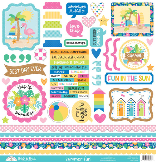 3 Pack - Doodlebug This & That Cardstock Stickers-Summer Fun - 5A0034BF-1H609 - 842715089273