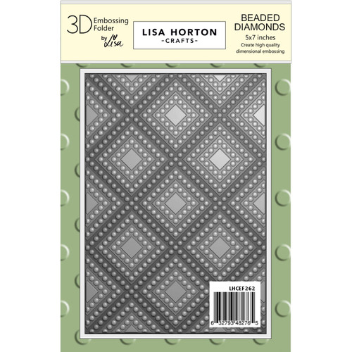 Lisa Horton Crafts 3D Embossing Folder 5"X7"-Beaded Diamonds - 5A00326Z-1H3WD - 632793482765