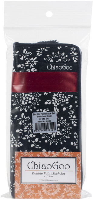 ChiaoGoo Double Point Stainless Steel Knitting Needle 6" Set-Red Ribbon - 6600 - 812208027129