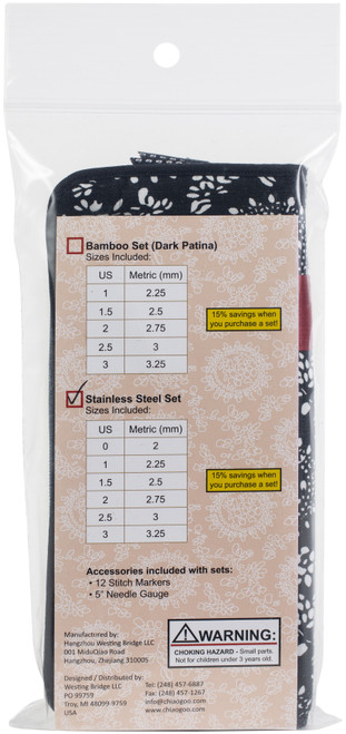 ChiaoGoo Double Point Stainless Steel Knitting Needle 6" Set-Red Ribbon - 6600