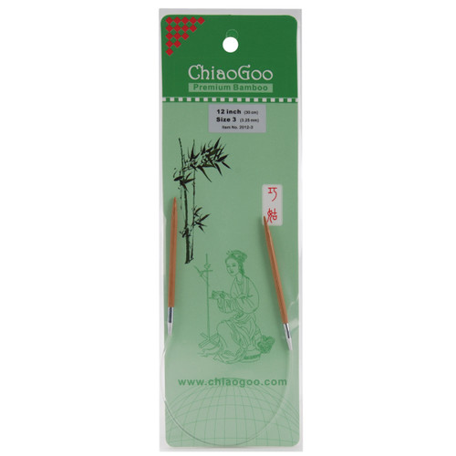 ChiaoGoo Bamboo Circular Knitting Needles 12"-Size 3/3.25mm - 2012-3 - 0812208022544