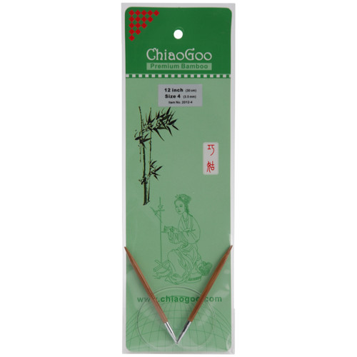 ChiaoGoo Bamboo Circular Knitting Needles 12"-Size 4/3.5mm - 2012-4 - 0812208022551
