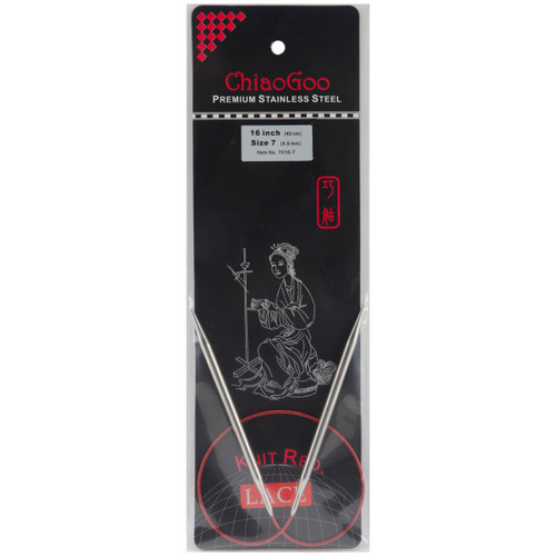 ChiaoGoo Red Lace Stainless Circular Knitting Needles 16"-Size 000/1.5mm 7016-000 - 812208029086