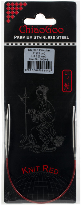 ChiaoGoo Red Circular Knitting Needles 9"-Size 8/5mm 6009-8 - 0812208026443