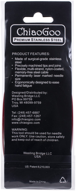 ChiaoGoo Red Lace Stainless Circular Knitting Needles 40"-Size 10/6mm - 7040-10 ChiaoGoo Red Lace Stainless Circular Knitting Needles 40"-Size 10/6mm - 7040-10