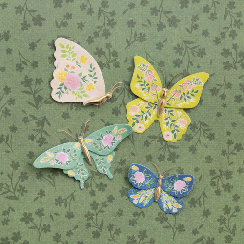 3 Pack K&Company Antique Garden Dimensional Stickers 8/Pkg-Fabric Butterfly 30000089