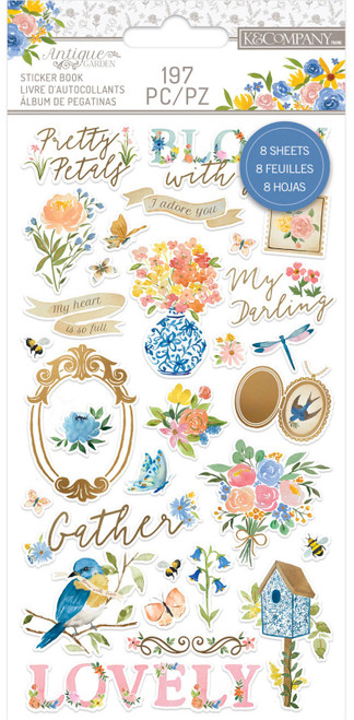 3 Pack K&Company Antique Garden Sticker Book 197/Pkg-Gold Foil 30000087