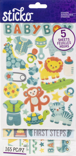 3 Pack - Sticko Themed Flip Pack Stickers 165/Pkg-Baby Boy - 52-60170 - 015586984071